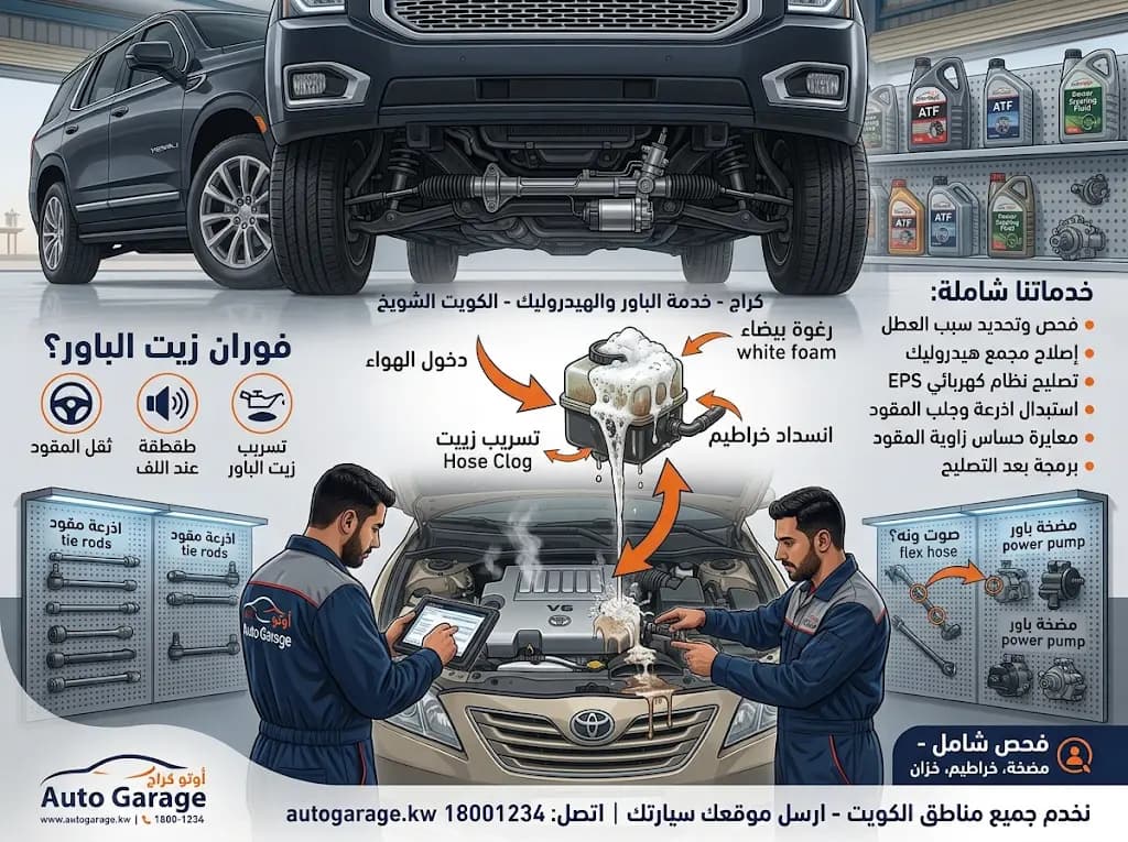 اسباب فوران زيت الباور في الكويت كار ستوب