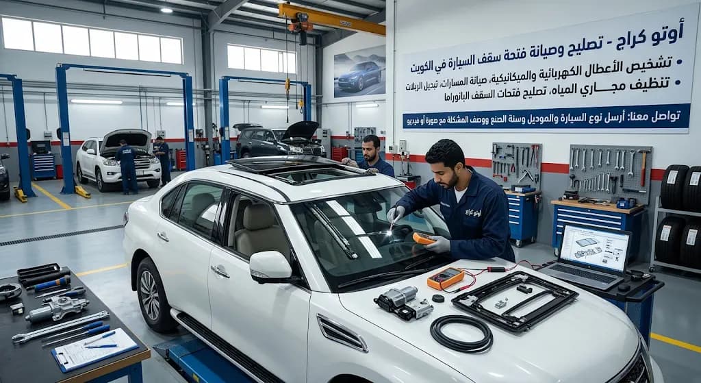 تصليح فتحة سقف السيارة في الكويت كار ستوب